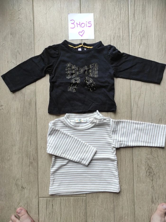 Lot de 2 t-shirt manches longues 3 mois