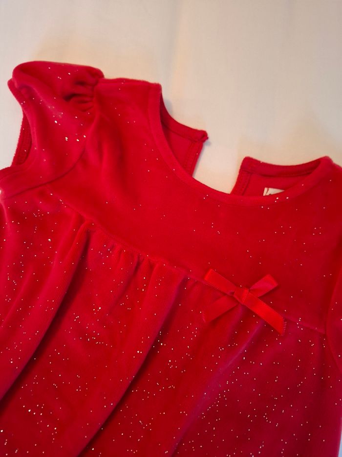 Superbe petite robe velours pailletée 24 mois tbe - photo numéro 4