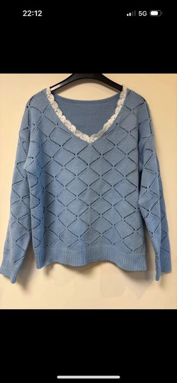 Joli pull bleu clair ajouré Shein taille 38