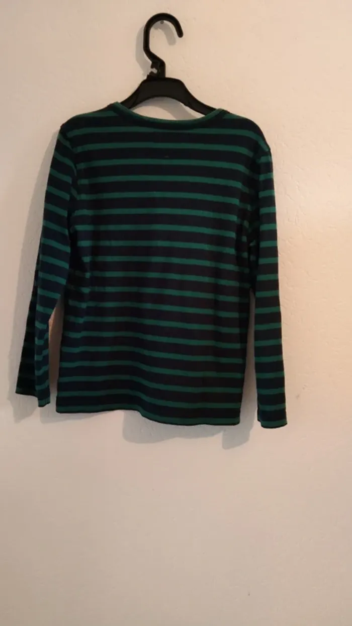 tee shirt rayé bleu et vert Jean Bourget garcon 6 ans - photo numéro 2