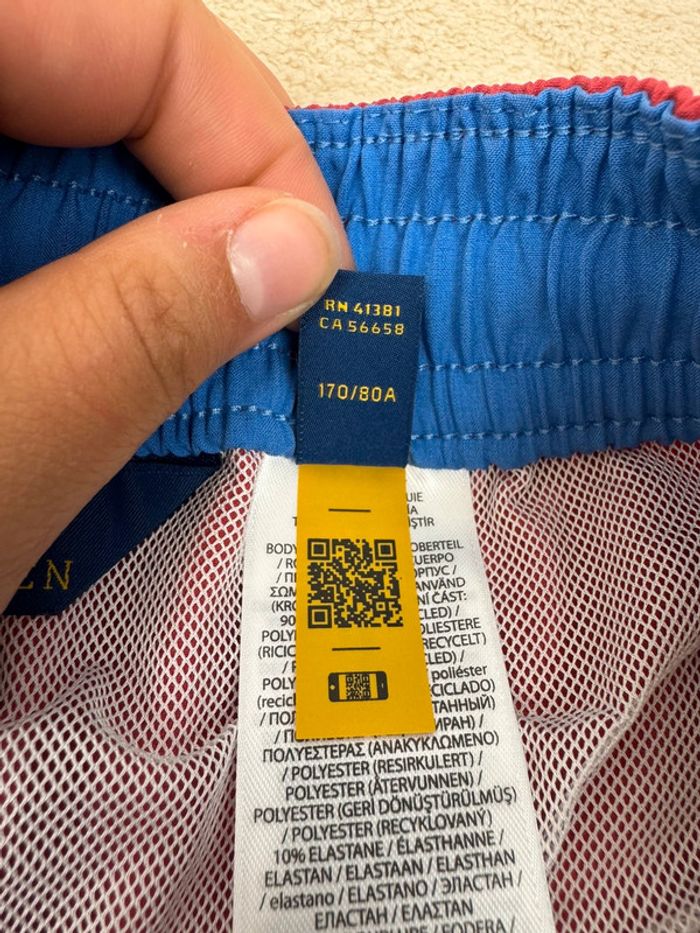 Short de Bain Ralph Lauren Rouge Bordeaux Logo Brodé Neuf Taille S - photo numéro 10