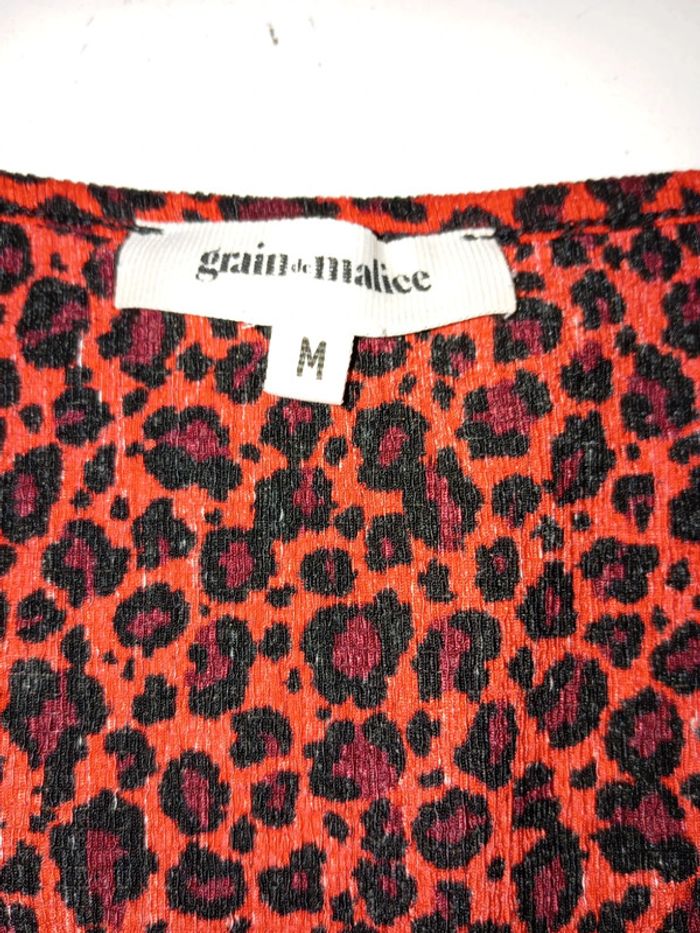 Blouse imprimé léopard rouge Grain de malice taille M - photo numéro 4