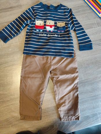 Ensemble pantalon t-shirt manches longues 18 mois