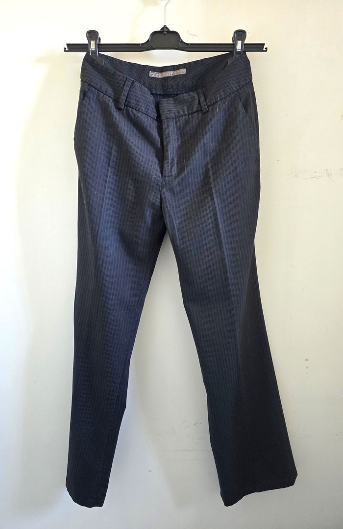 📌 Pantalon Zara Basic Noir Fines Rayures - photo numéro 2