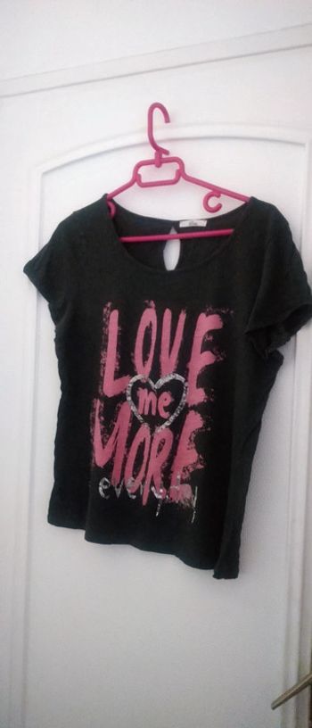 Tee shirt cœur love gris et rose femme mim L