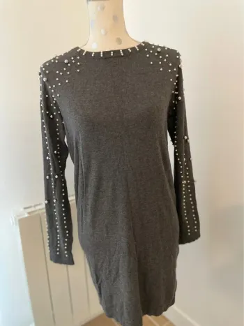 Robe pull  grise perlé 36 Wallis neuf