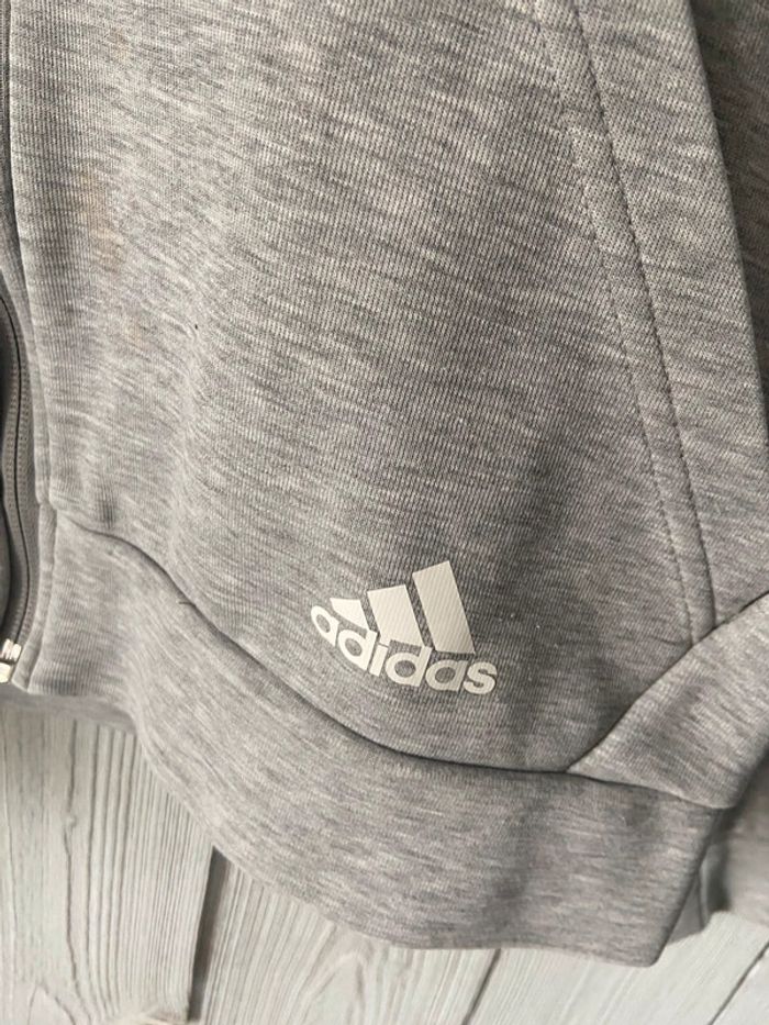 🩶 Veste survêtement grise fille Adidas Taille 11-12 ans - photo numéro 4