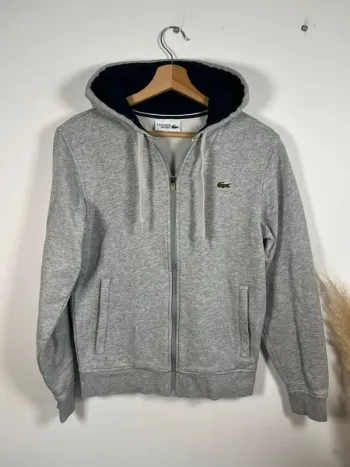 Sweat à capuche zippé gris Lacoste