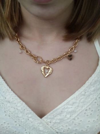 Collier coeur et pierres de lune