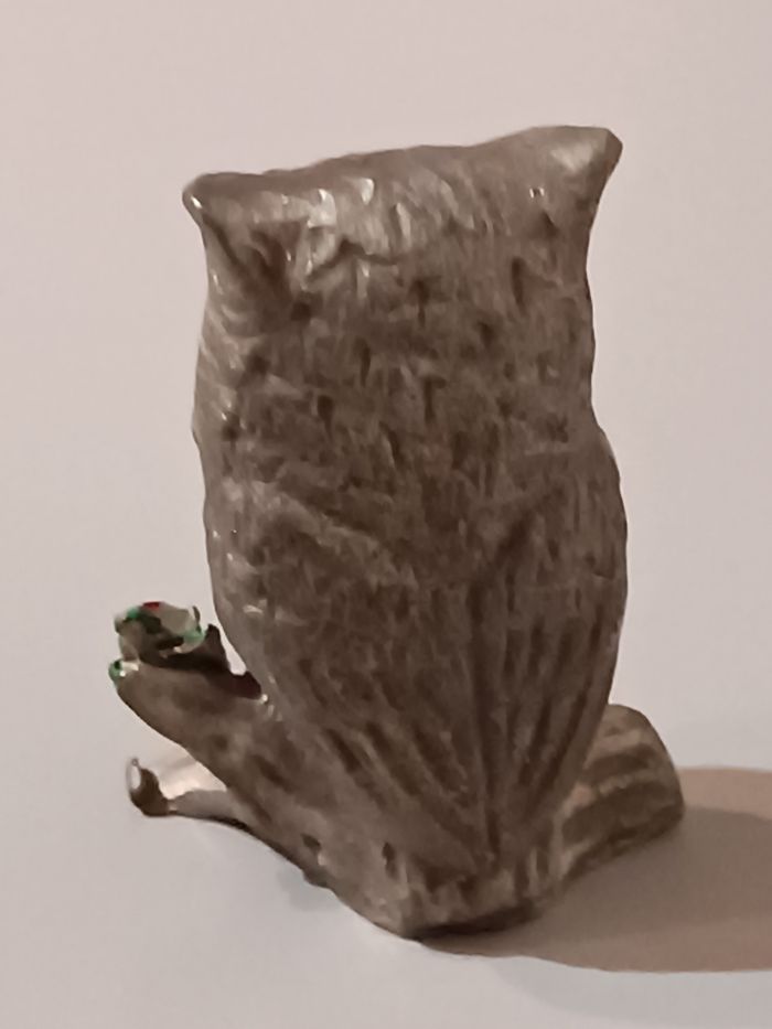 Chouette en étain à la rose - photo numéro 2