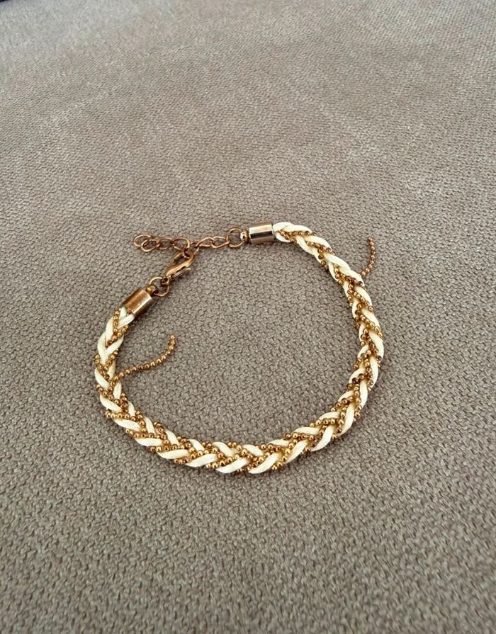 Bracelet tressé avec lignes boules dorées - photo numéro 4