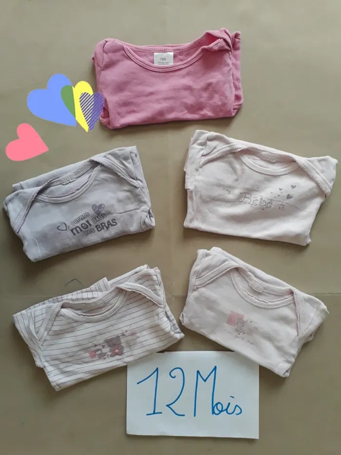 Lot 5 Bodys ML 12 Mois