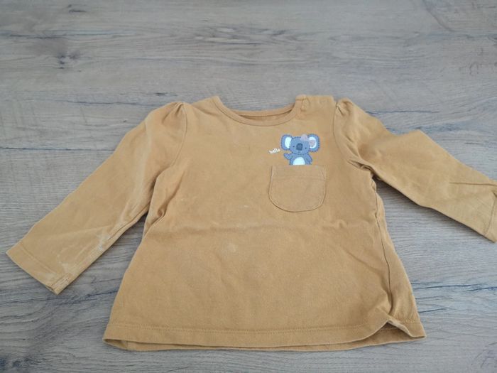 Tee shirt manches longues jaune moutarde 12 mois
