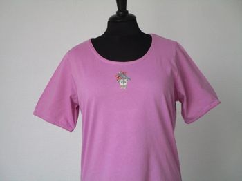T-shirt mauve vintage fleurs 38/40 TBE