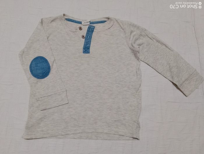 H&M haut t shirt manches longues gris