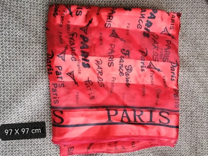 Foulard carré Paris rouge et noir - photo numéro 2