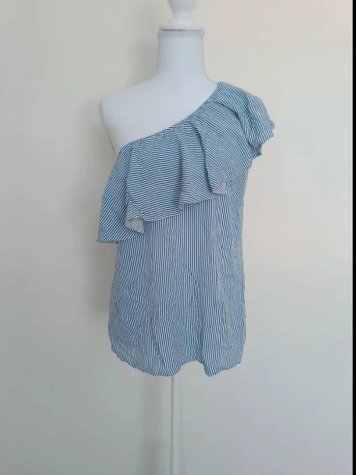 💙 Top asymétrique rayé Cache Cache – Taille 38 - photo numéro 2