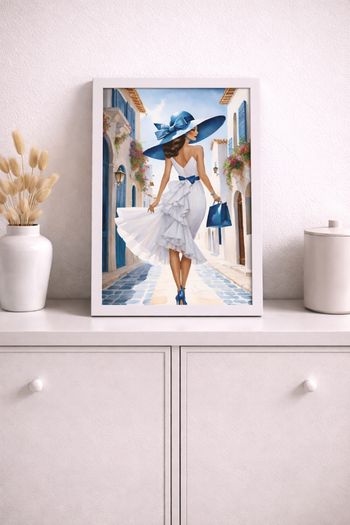 Image femme au chapeau bleu 