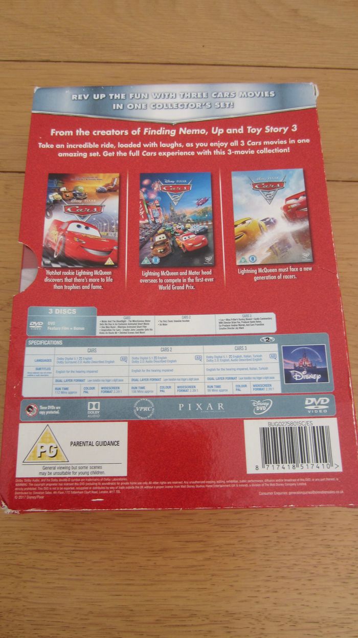 Lot de 3 DVD Cars (en anglais) - photo numéro 6