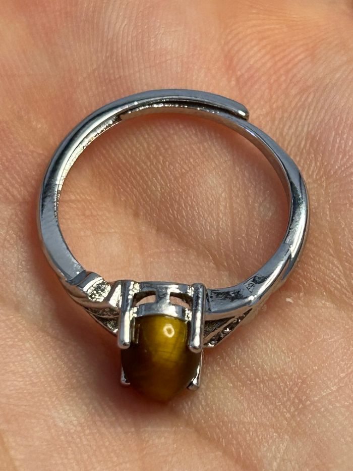 Bague réglable en laiton et en œil de tigre – Protection & Confiance - photo numéro 4