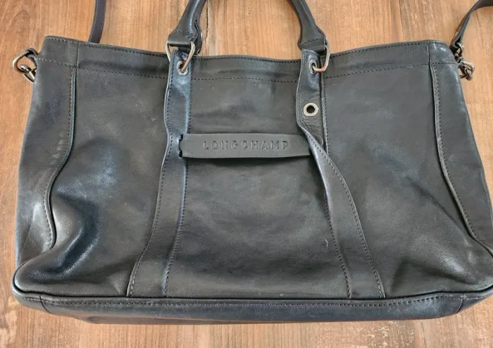sac a main longchamp 3D édition limitée en cuir de veau noir,porté main épaule bandoulière - photo numéro 2
