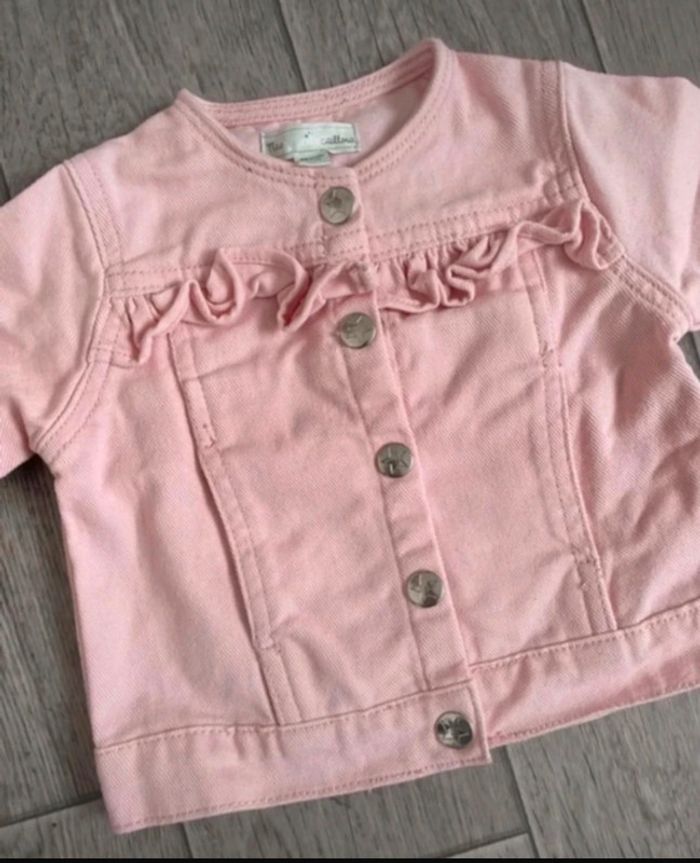 Veste en jean rose avec volants mes petits cailloux  12 mois - photo numéro 4