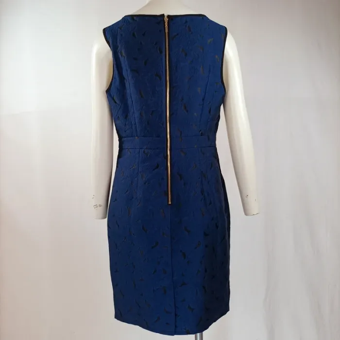 Robe bleue sans manches motif ajouré Jus d’Orange – Taille S, zip doré A955 - photo numéro 5