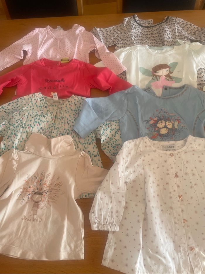 8 t-shirt et blouses manches longues fille 18 mois
