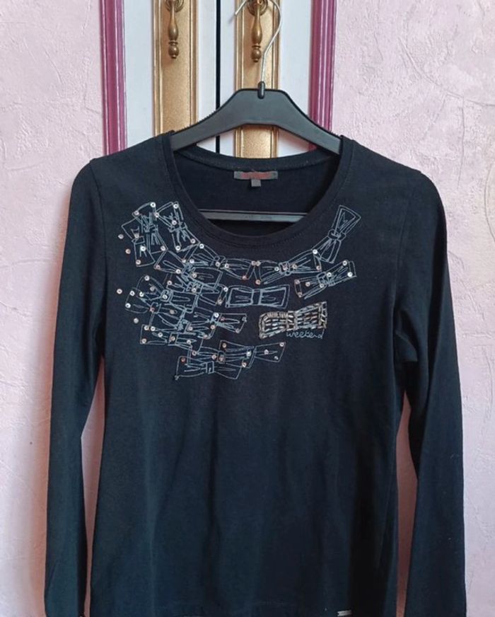 Haut Felino noir perles et strass T.1 (36) - photo numéro 4
