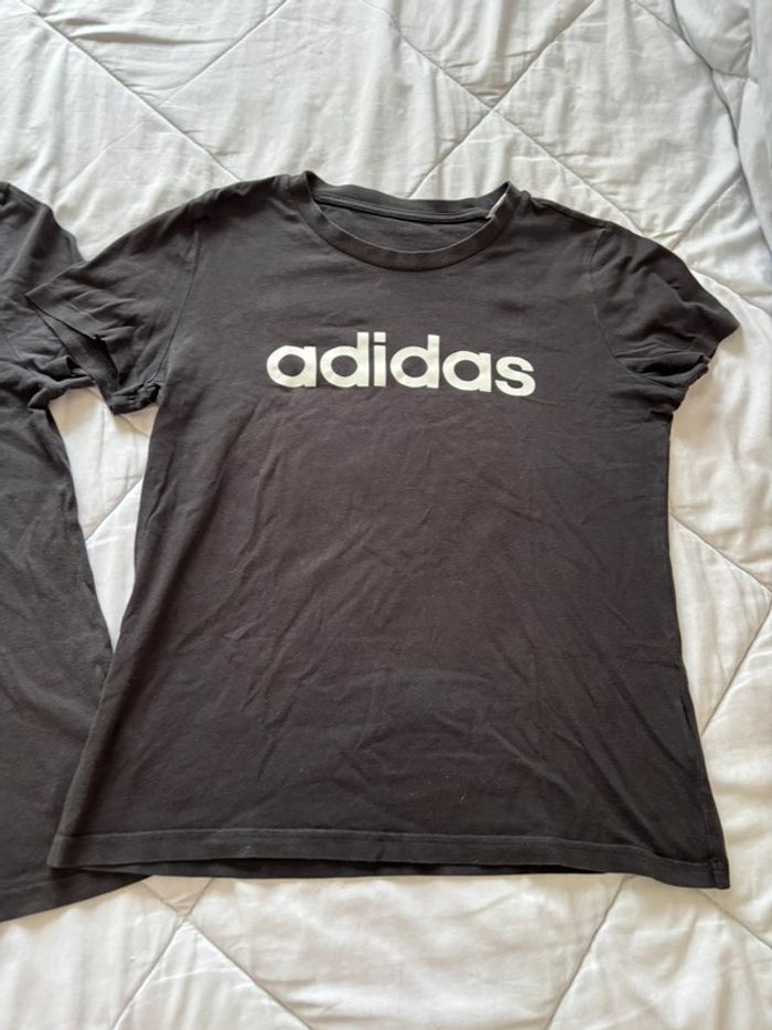 Lot 2 t-shirts Adidas femme S / 36 – noir logo blanc – coton - photo numéro 3