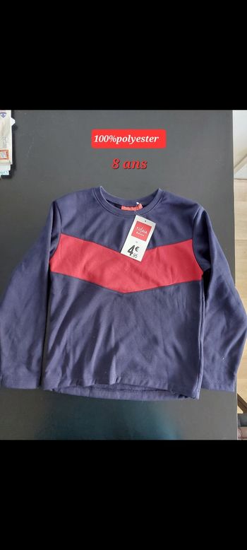 Pull bleu marine et rouge garçon 8ans
