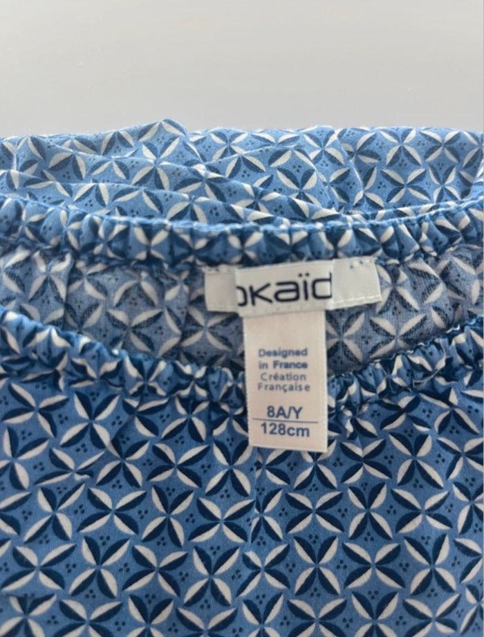 Combishort bleue à motifs Okaïdi (8 ans) avec col volanté - photo numéro 2