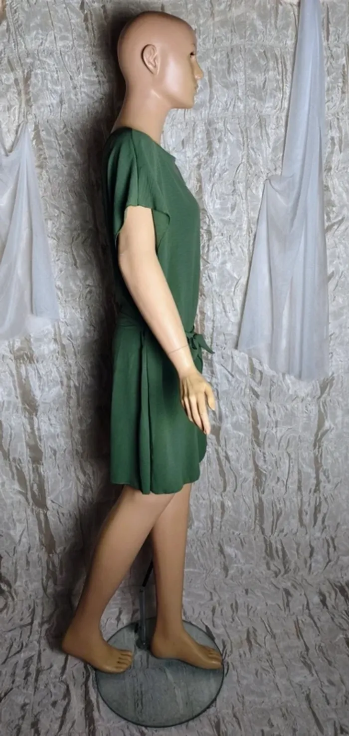robe d'été vert kaki taille unique du 36 au 44 avec ceinture - photo numéro 3