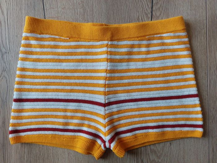 Short Undiz maille rayures jaune blanc bordeaux taille L