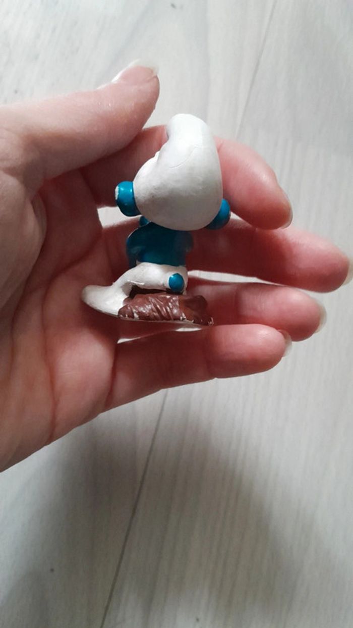 Magnifique figurine ancienne stroumpf pêcheur - photo numéro 3