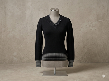 Pull noir et gris Taille 1 col V Cache-Cache Neuf