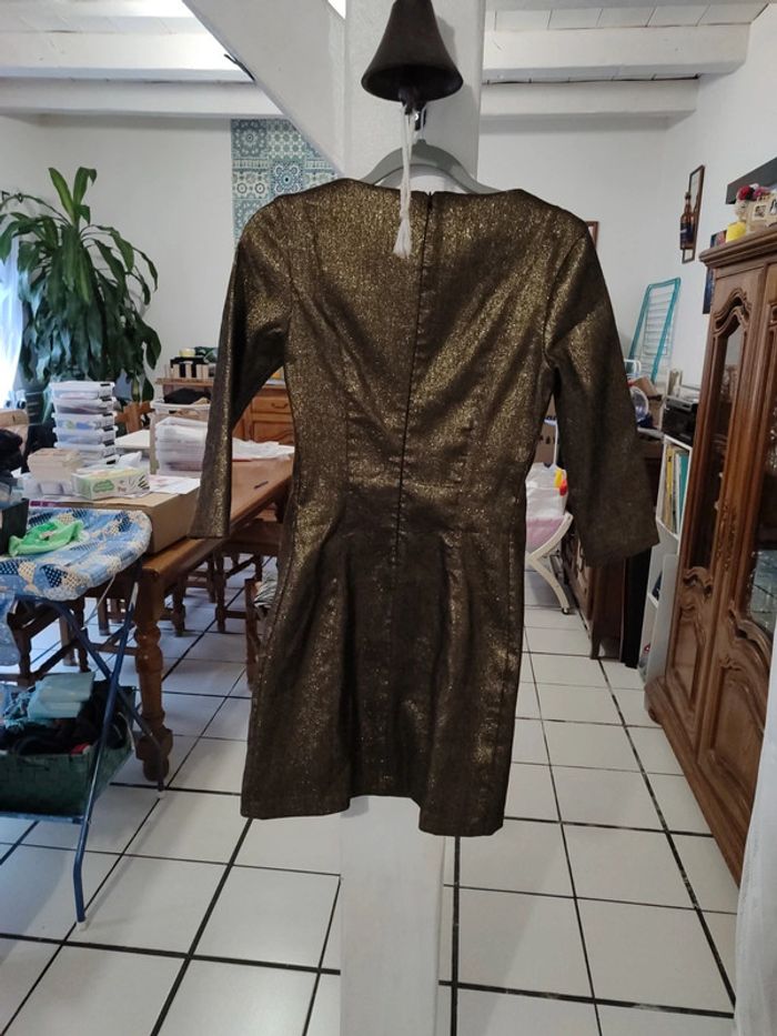 Robe manche 3/4 brillante doré - photo numéro 4