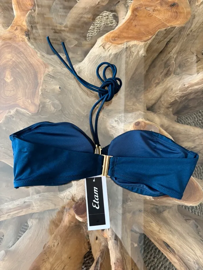 Haut de maillot de bain Etam bandeau bleu marine irisé - photo numéro 4