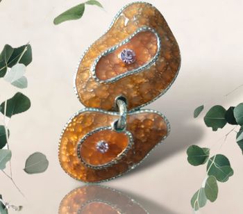 Gros pendentif original orange saumon