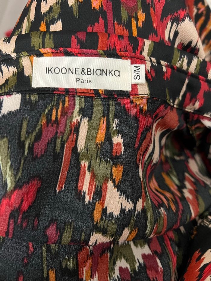 Robe satinée droite imprimée rose et noire Ikoone & Bianka - photo numéro 9