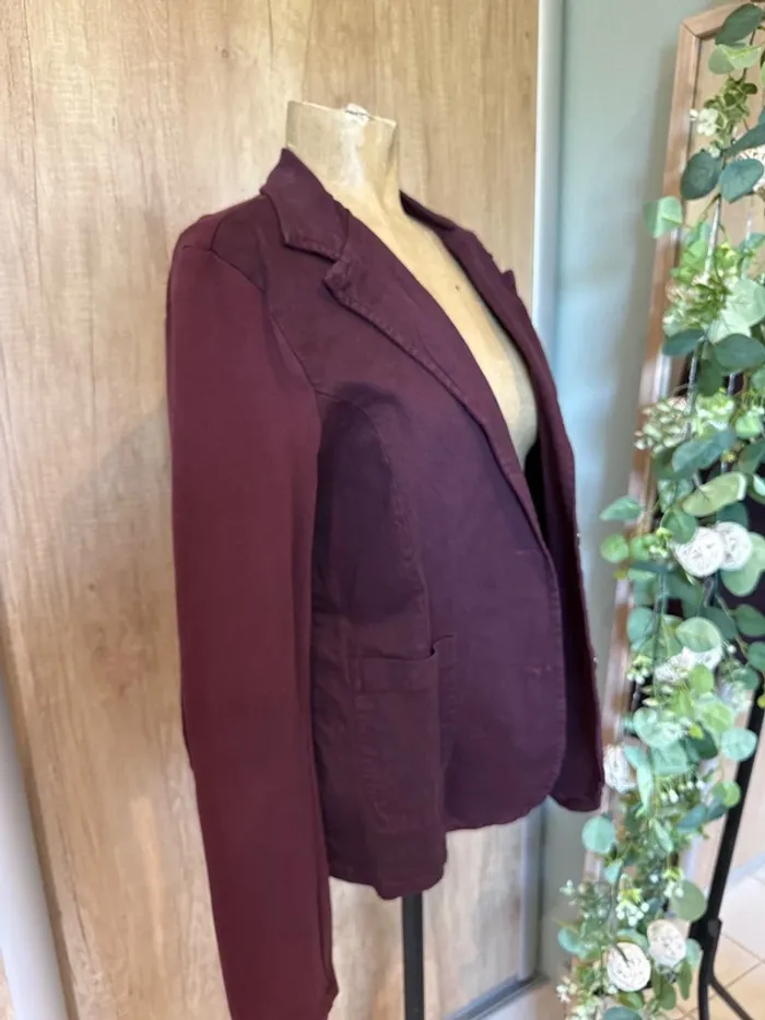 Joli blazer bi matière avec étoiles aux coudes femme - photo numéro 3