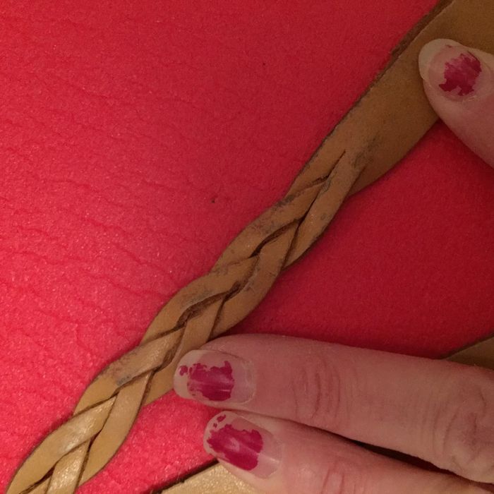 Ceinture tressée en croûte de cuir 93 cm - photo numéro 3
