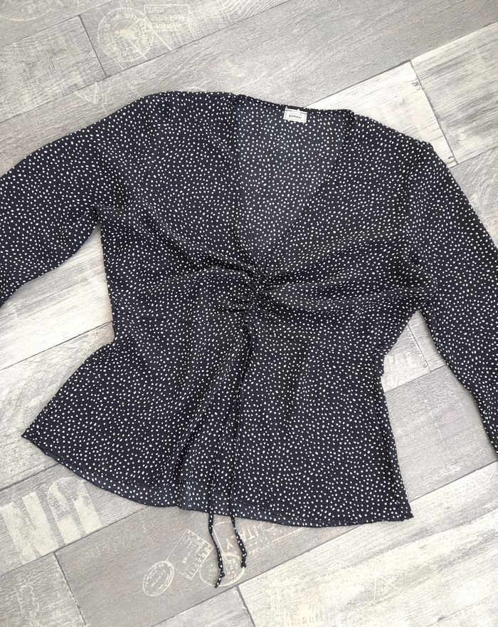 Chemisier fluide noir à pois blancs, Pimkie - photo numéro 2