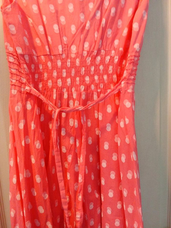 Robe style vintage corail à double pois blanc taille 42 44 - photo numéro 8