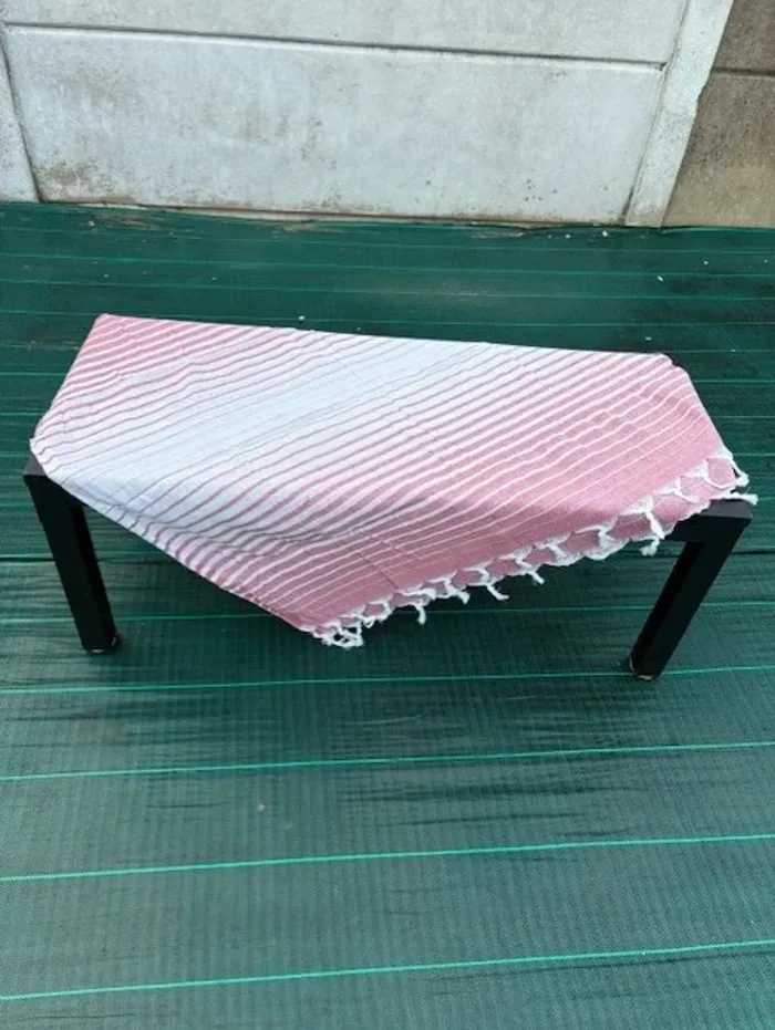 fouta serviette de plage rose foncé 100 x 180 cm - photo numéro 2