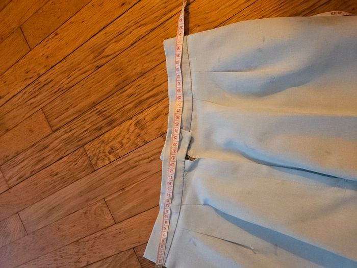 Pantalon droit léger cousu main, taille haute, bleu, taille M - photo numéro 11