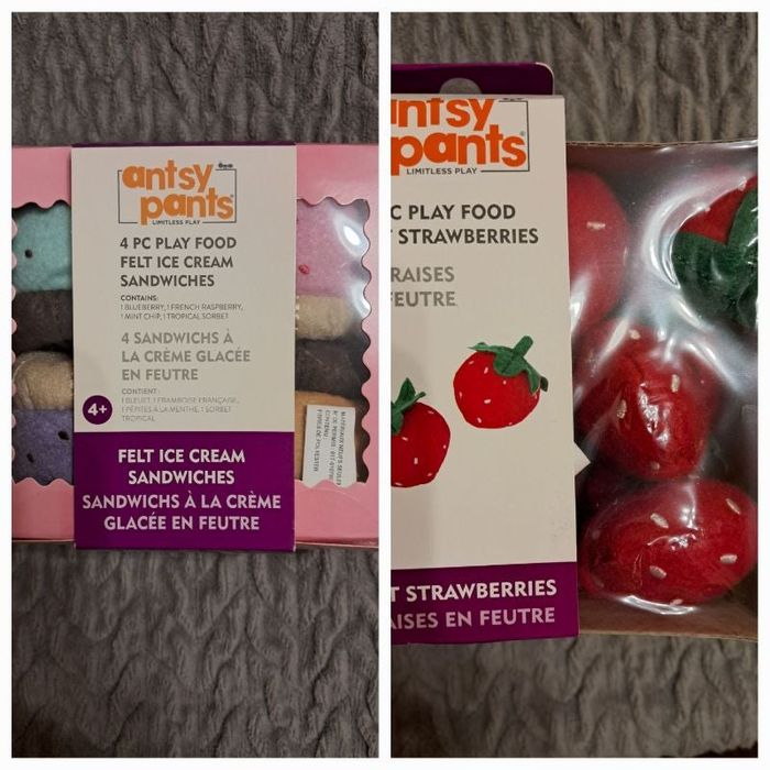 Fraises et gâteaux,  dinette en feutre.