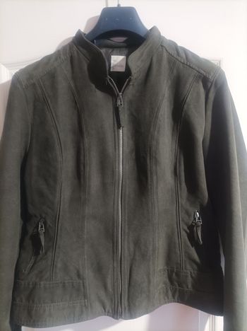 Veste femme kaki en daim/nubuck