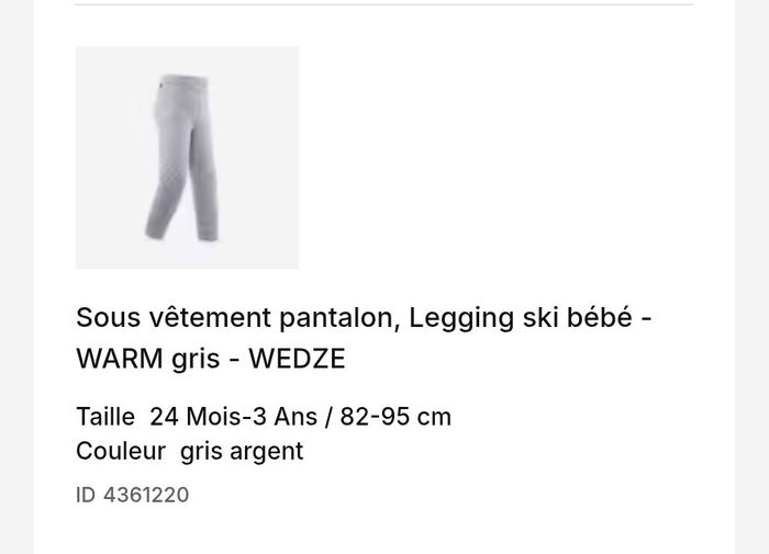 Legging ski 2/3 ans - photo numéro 3