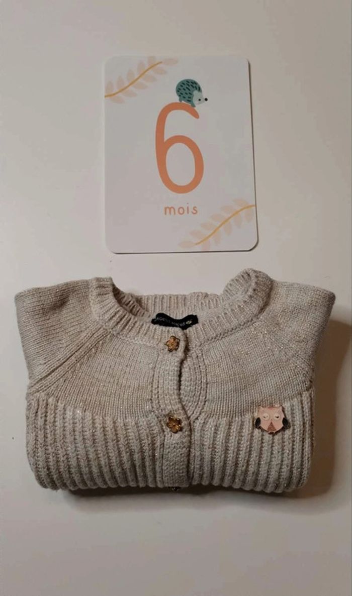 Gilet bébé beige paillette Sergent Major Taille 6 mois - photo numéro 2